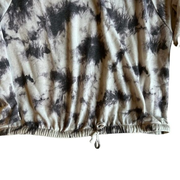 Lush Mock Neck Long‎ Raglan Sleeve Sweatshirt Gray Stone Tie Dye Medium - Picture 4 of 9